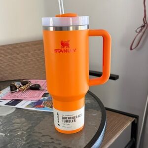 Orange color 40oz Stanley quencher h2o tumbler with straw lid